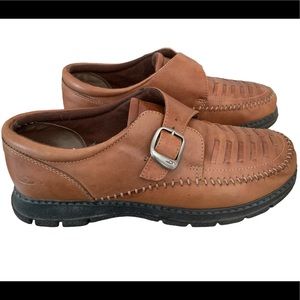 Dr. Scholl’s light brown leather woven slip on comfort shoes women’s size 10